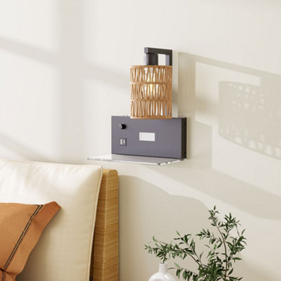 Thehotsale Rope Lampshade Wall Light E27  Bulb Socket With Digital ClockBlack from B&Q