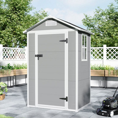 Thehotsale 4X3Ft Apex Roof Garden Shed Outdoor Storage House In Grey