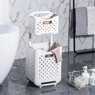 B&Q -  2-Tier Foldable Freestanding Laundry Baskets With Casters