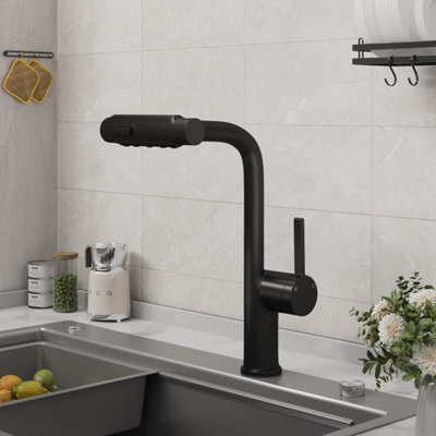 Thehotsale Pull-Out Sprayer Retractable Kitchen Faucet With 5 Modes And Swivel SpoutBlack from B&Q