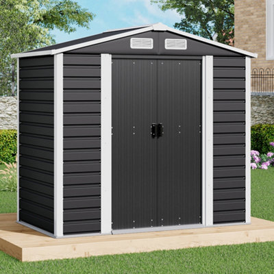 Thehotsale 4X7Ft Outdoor Metal Garden Storage Shed With Apex Roof And 2 Doors from B&Q