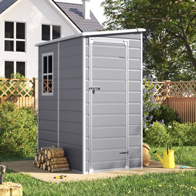Breeins 5 X 4 Ft Pent Plastic Shed Garden Storage Shed Tool Shed With Window And Lockable DoorGrey from B&Q