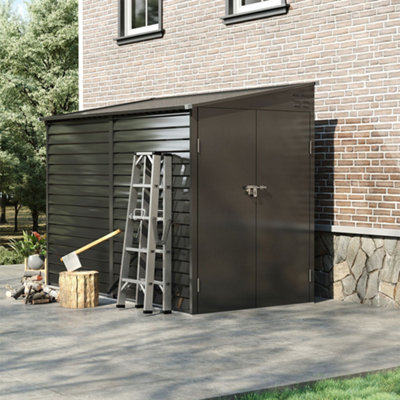 Breeins 8.8 X 4.7 Ft Waterproof Pent Outdoor Metal Shed Garden Storage Shed Tool Storage Shed,charcoal Black from B&Q