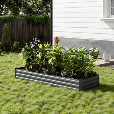 Breeins 240Cm W Metal Raised Bed Galvanized Planter Box Outdoor Raised Bed Garden Raised Flower BedGreen from B&Q