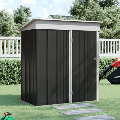Breeins 5X3 Ft Pent Roof Garden Metal Shed Furniture Storage Tool Shed Galvanized Metal Shed With Lockable DoorBlack from B&Q