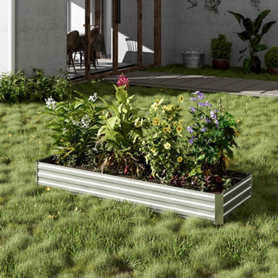 Breeins 240Cm W Rectangular Metal Raised Bed Galvanized Raised Planter Box Outdoor Raised Garden Bed Kit,silver from B&Q