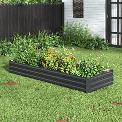 Breeins 240Cm W Rectangular Metal Garden Flower Bed  Metal Raised Bed Galvanized Raised Planter Box from B&Q