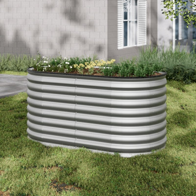 Breeins Oval Shape Three-Grid Metal Raised Bed Galvanized Raised Planter Box Outdoor Raised Garden Bed Kit from B&Q