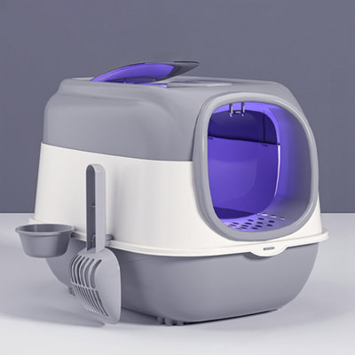 B&Q -  Large Enclosed Cat Litter Box With Uv Sterilizer Lamp