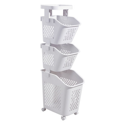 Living And Home 3 Tier Storage Rack Laundry Baskets With Casters from B&Q