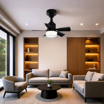 Thehotsale Elegant Black Led Ceiling Fan LightDimmable4 Wind Speed Settings from B&Q