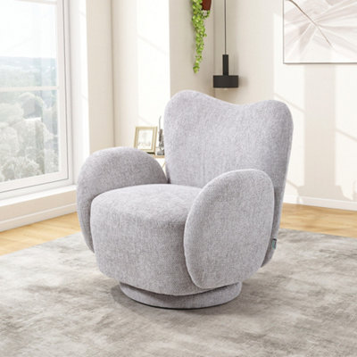 Living And Home Grey Chenille Upholstered Swivel Accent Sofa Chair Armchair from B&Q