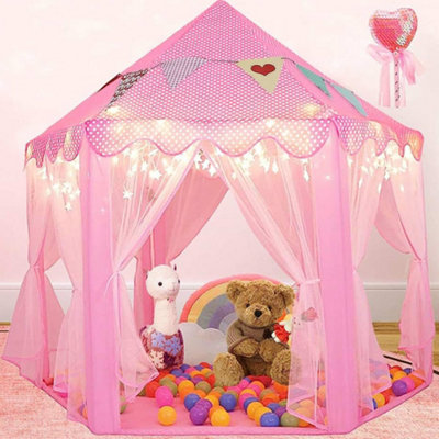 Thehotsale Kids Pink Castle Play Tent Game Tent Play Set