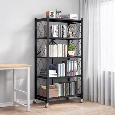 Thehotsale 5-Tier Foldable Black Metal Storage Shelf With Casters from B&Q