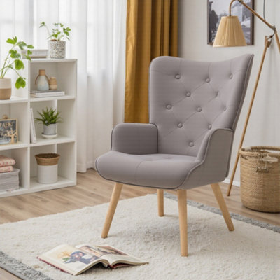 Thehotsale Flannel Upholstered Tufted Lounge Chair from B&Q