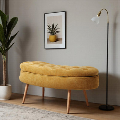 Thehotsale Chenille Upholstered Button Tufted Storage Ottoman Bench from B&Q