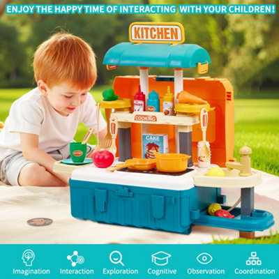 Thehotsale 49Pcs 3-In-1 Orange Pretend Kitchen Suitcase Playset from B&Q