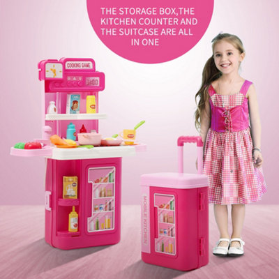 Thehotsale Pink Pretend Kitchen Suitcase Playset from B&Q