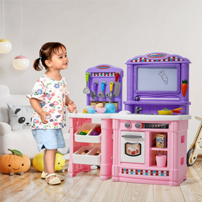 Thehotsale Pink Children Pretend Kitchen Playset Toys