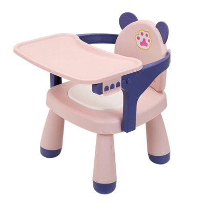 Thehotsale Lightweight Portable Pink Baby Feeding Chair Highchair With Tray from B&Q