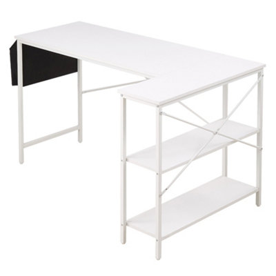 Thehotsale L-Shaped White Office Desk Office Table With Storage Bag from B&Q