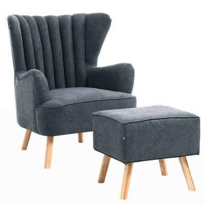 Darphe Faux Wool Upholstered Armchair And Footstool from B&Q