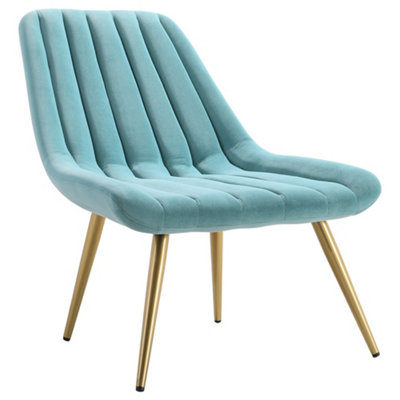 Darphe Velvet Upholstered Gold Metal Legs Lounge Accent Chair from B&Q