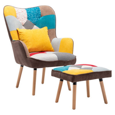 Darphe Upholstered Wingback Armchair With Footrest And Cushion from B&Q