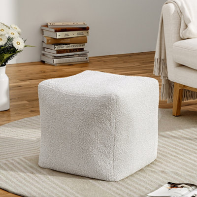 Darphe White Fabric Polystyrene Filling Foot Stool from B&Q