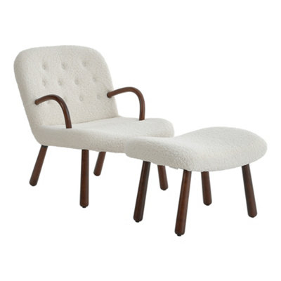 Darphe Sherpa Armchair And Footstool Set With Wooden Legs from B&Q