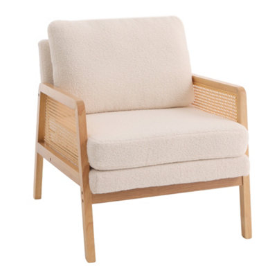 Darphe Modern Upholstered Accent Armchair With Rattan Sides from B&Q