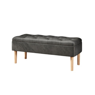 Darphe Velvet Storage Bench With Rubber Wooden Leg from B&Q