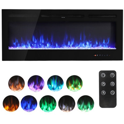 Darphe Recessed Wall Mounted Electric Fireplace Adjustable Flame With Remote 50 Inch from B&Q