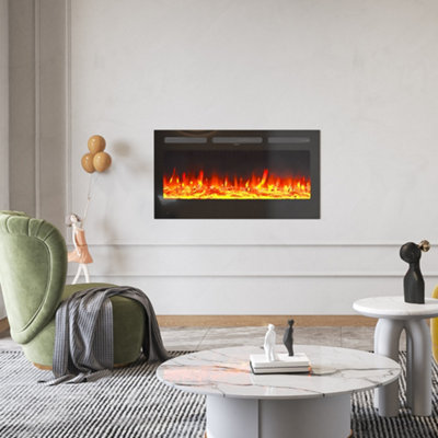 Darphe Recessed Wall Mounted Electric Fireplace Adjustable Flame With Remote 40 Inch from B&Q
