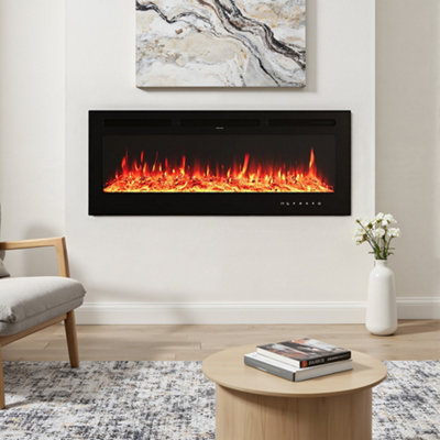 Darphe Recessed Wall Mounted Electric Fireplace Adjustable Flame With Remote 70 Inch from B&Q
