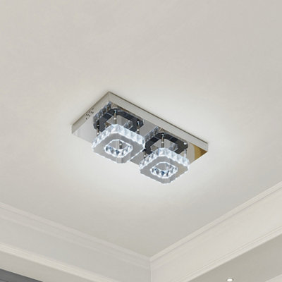 Thehotsale Modern Chrome & Crystal Semi-Flush Ceiling LightCool White Led Fixture 42Cm L from B&Q