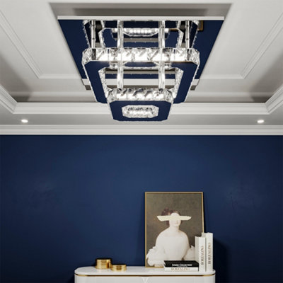 Thehotsale Modern 40X40Cm Square Crystal Led Ceiling Light2-Tier Chrome Chandelier In Cool White from B&Q