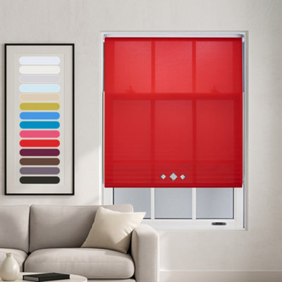 FURNISHED Roller Blind With Triple Diamond EyeletMade To Measure Red Roller Blind (W)240Cm X (L)165Cm from B&Q