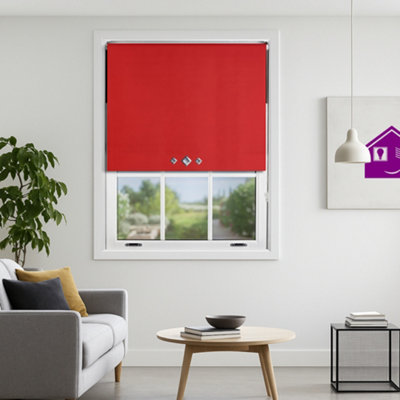 Furnished Triple Diamond Blackout Blind Free Cut ServiceRed (W)90Cm X (L)210Cm from B&Q