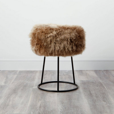 Native Natural Sheepskin Stool With Metal Legs from B&Q
