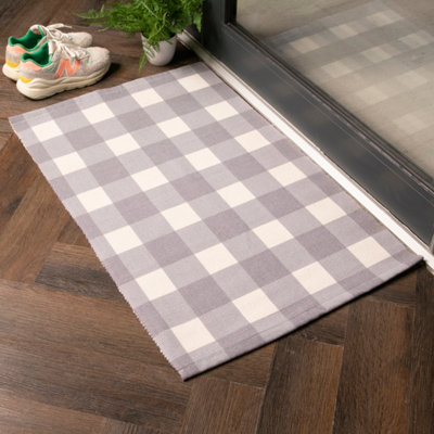 Artsy Doormats Grey Check Pattern Bottom Layer Mat from B&Q