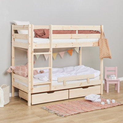 Hoppekids Shorty Bunkbed + Safety Rail/drawers Natural from B&Q