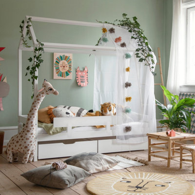Hoppekids Shorty Housebed + Safety Rail/drawers White from B&Q
