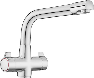 Jassferry Kitchen Sink Mixer Tap Swivel Spout Dual Dial Lever Chrome from B&Q