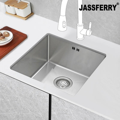 Jassferry Undermount Kitchen Sink Handmade 1.2mm Thickness Stainless Steel Single One Bowl 440 X 440 mmWith Overflow from B&Q