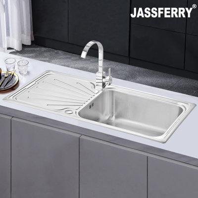 Jassferry Kitchen Sink Stainless Steel Large Bowl Welding Style Inset Reversible Drainer from B&Q