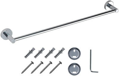 Jassferry Single 600mm Towel Rail  Wall Mounted Bar Chrome Polish from B&Q
