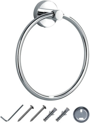 Jassferry New Luxury Wall Mounted Round Holder Towel Ring Polished Chrome from B&Q