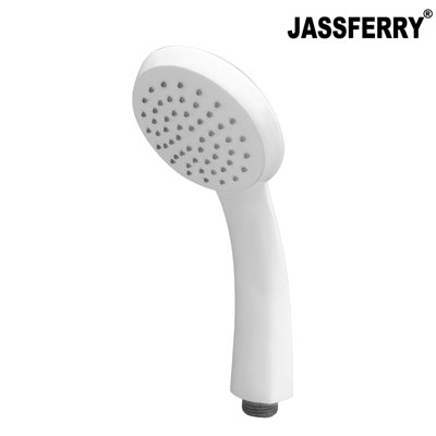 Jassferry White Shower Head Single Function Handheld Replacement Bathroom Handset from B&Q