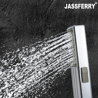 Jassferry Modern Geometric Shower Head 2-Function Chrome Replacement Handheld Showerhead from B&Q